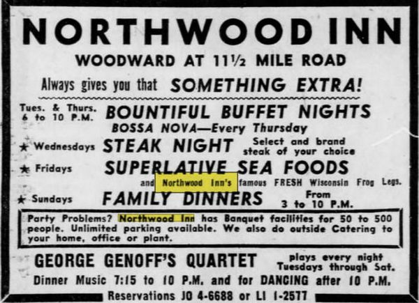 Northwood Inn - Jan 29 1963 Ad (newer photo)